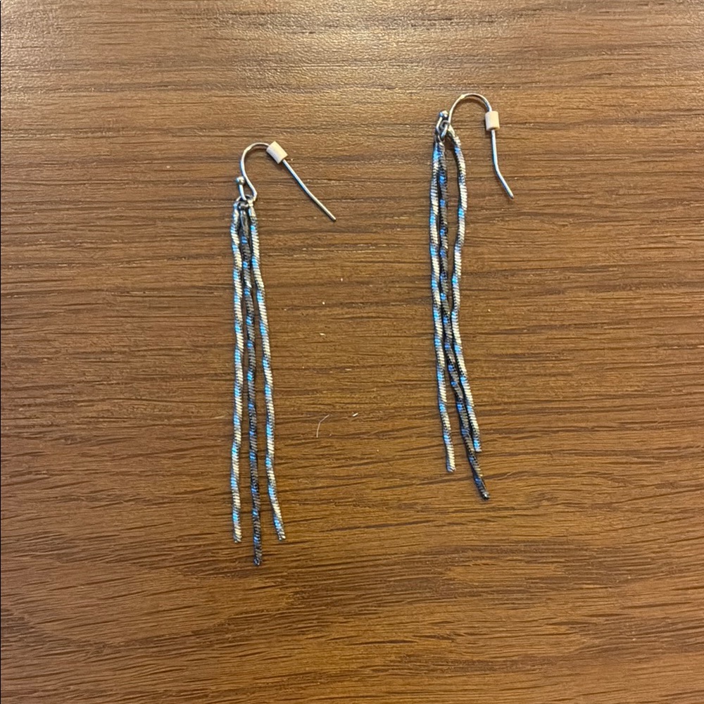 Multi-strand Silver and Black Dangle Earrings